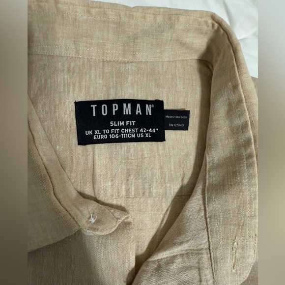 TOPMAN Mens beige Short Sleeve
Button Up Shirt SIZE XL - Picture 2 of 11